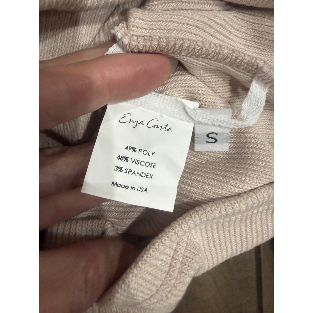 Enza Costa Off Shoulder Ribbed Knit TopRose Tan Size Small New - Picture 4 of 5